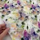 Baumwolle bedruckt mit Aquarell Blumen in zarten Lila Tönen