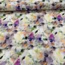 Baumwolle bedruckt mit Aquarell Blumen in zarten Lila Tönen